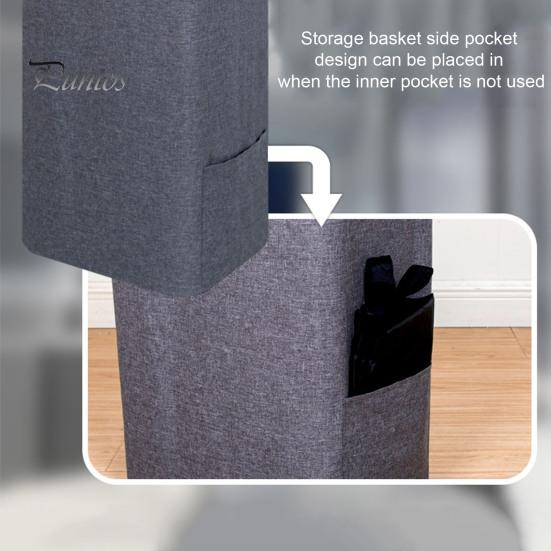 Úložný koš s odnímatelným síťovaným vakem 100L Velkokapacitní koš na prádlo Úložný koš na prádlo s prachotěsným víkem