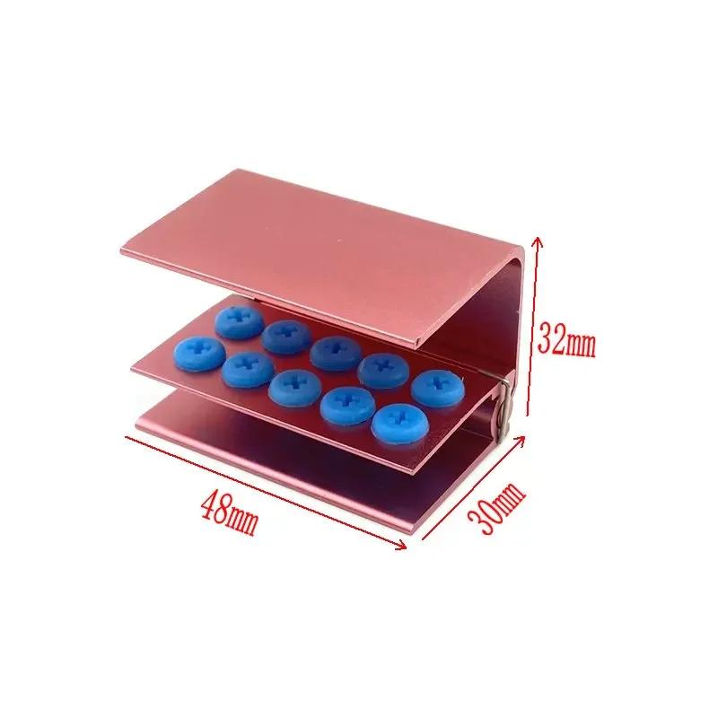 Dental 10 Holes Burs Holder Block Case for High Speed Burs& Low Speed Burs Dental Autoclavable Burs Holder красный