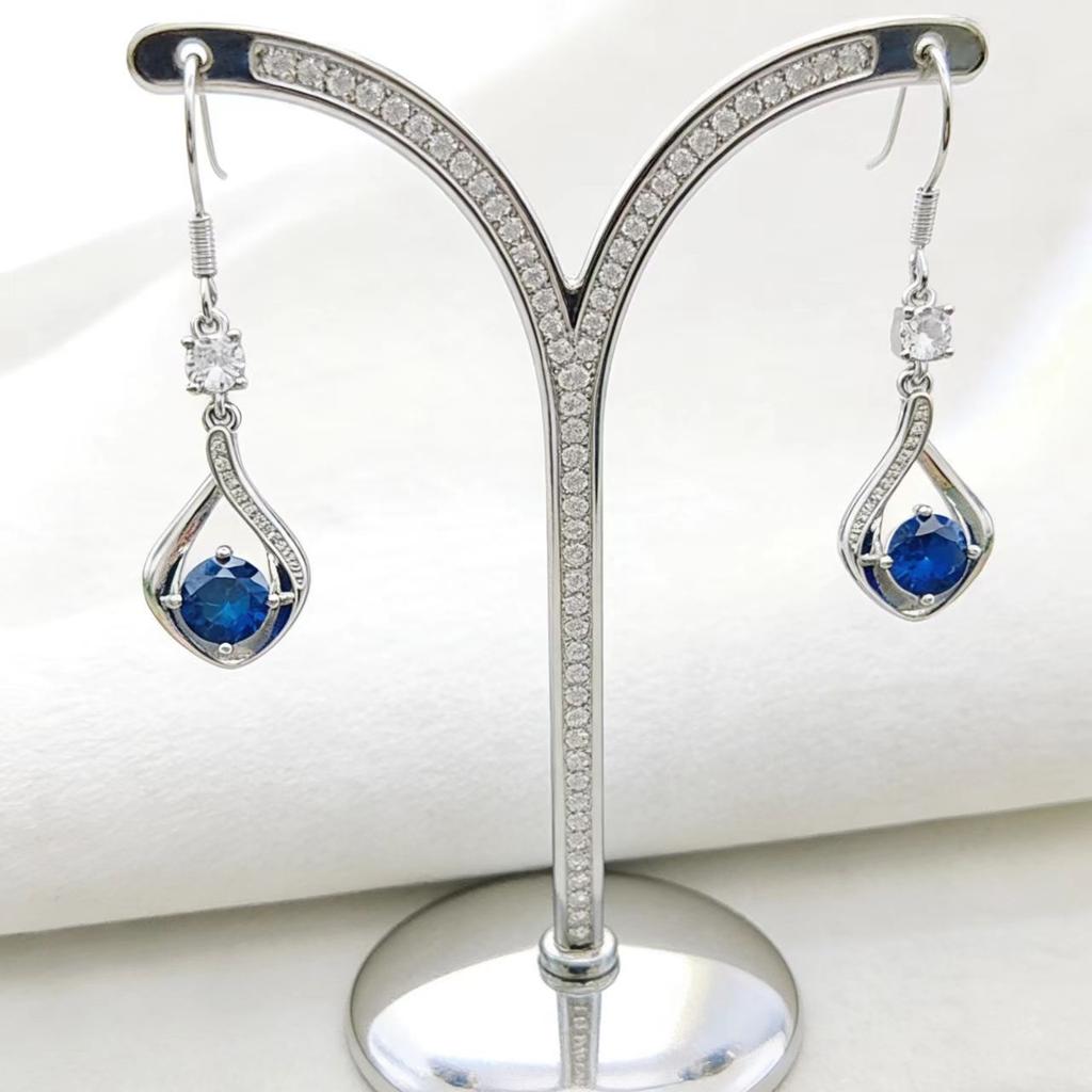 New Ruby Water Drop Long Earrings Women's High Texture Sapphire Earrings Ear Jewelry