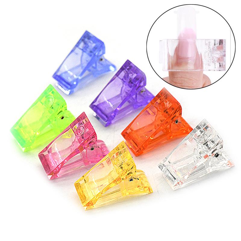 Colored Nail Art Crystal Clips - Multi-Color Shaping & Fixing Clips for Gel Extensions
