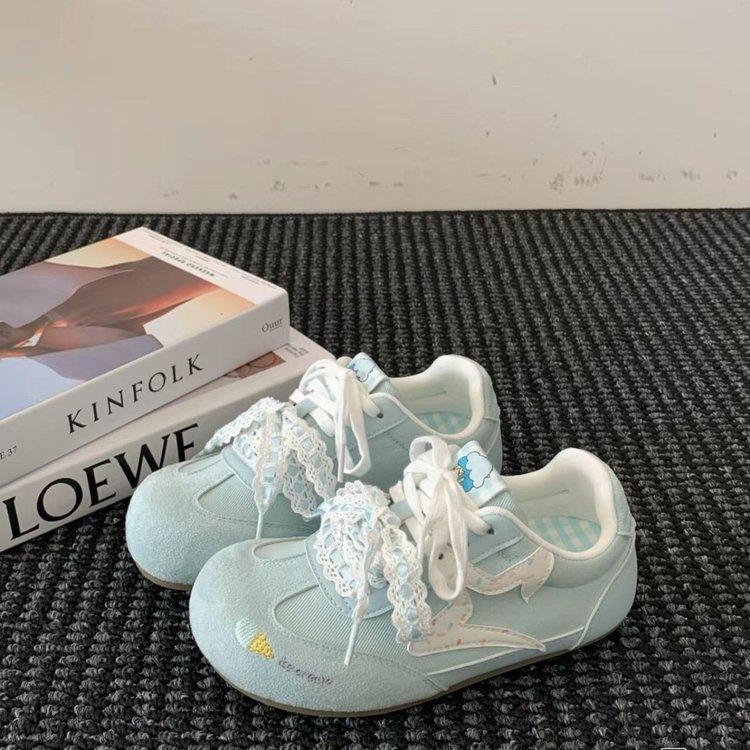 

Versatile student shoes women s new thick-soled high-value white shoes women s thin German training shoes bread shoes 35 синий