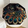 1pc Peacock Feather Mandala Design Umbrella with Plastic Handle,Suitable for All Seasons Home Travel Outdoor UmbrellaDD1646