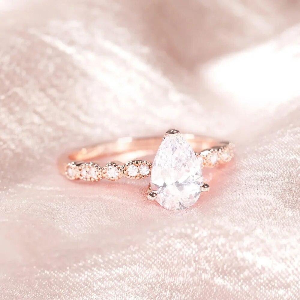 New Style 925 Sterling Silver Teardrop Engagement Rings for Women Sparkling Zircon Wedding Bands Fine Jewelry Gift
