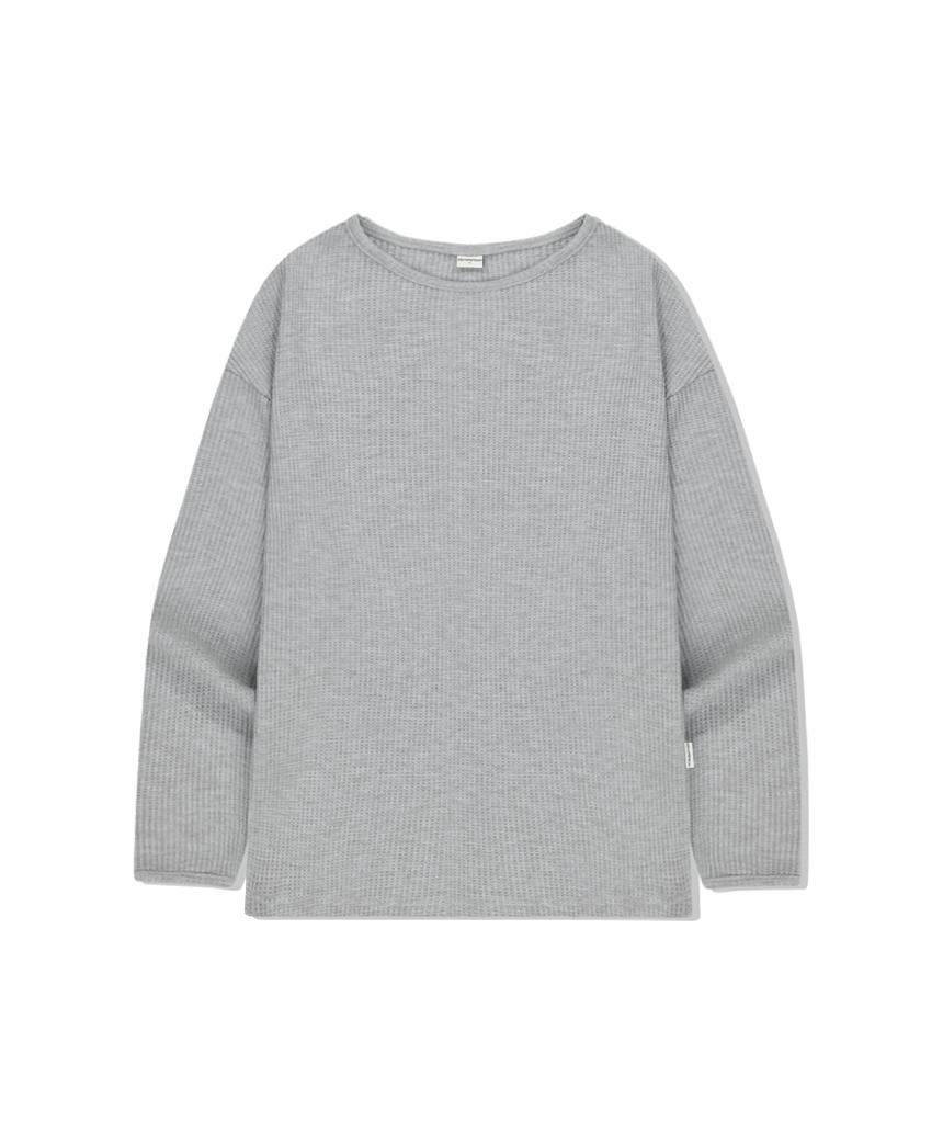 Escape From Essentials Waffle Boat Neck Long Sleeve Grey M