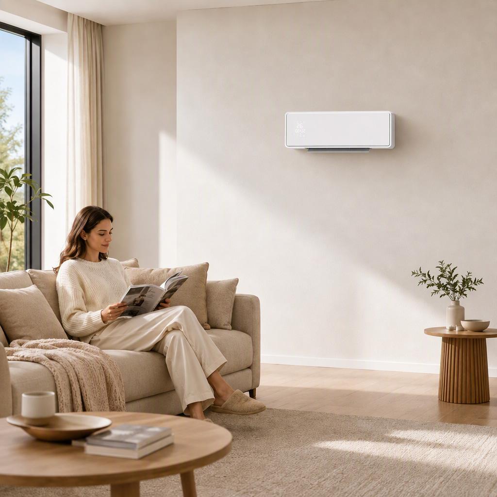 Wall-mounted ceramic heater 1000/2000W, electric radiator, fan, thermostat, timer, 54x18.7x12.3cm, white