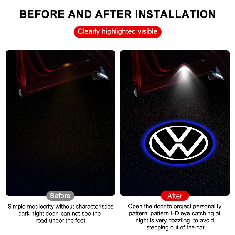 2Pcs Car Door Welcome Light HD LED Projector Welcome Light For Volkswagen Scirocco POLO Tiguan Passat B5 B6 B7 Golf EOS Jetta MK6 Octavia