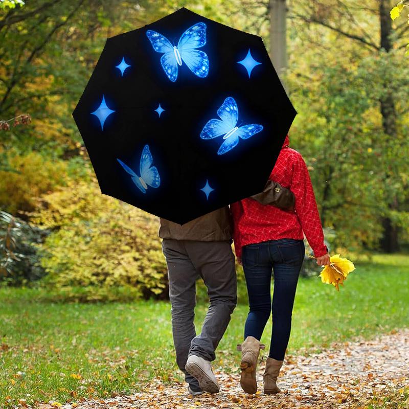 1pc Butterfly Stars Automatic Folding Umbrella, Heavy Duty 8 Rib Iron Frame,  Suitable for Travel, Daily Use, Birthday, Decor Gift  55