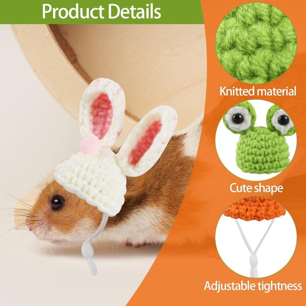 with Adjustable Strap Knitted Hats Party Clothes Accessories Handmade Hamster Hats