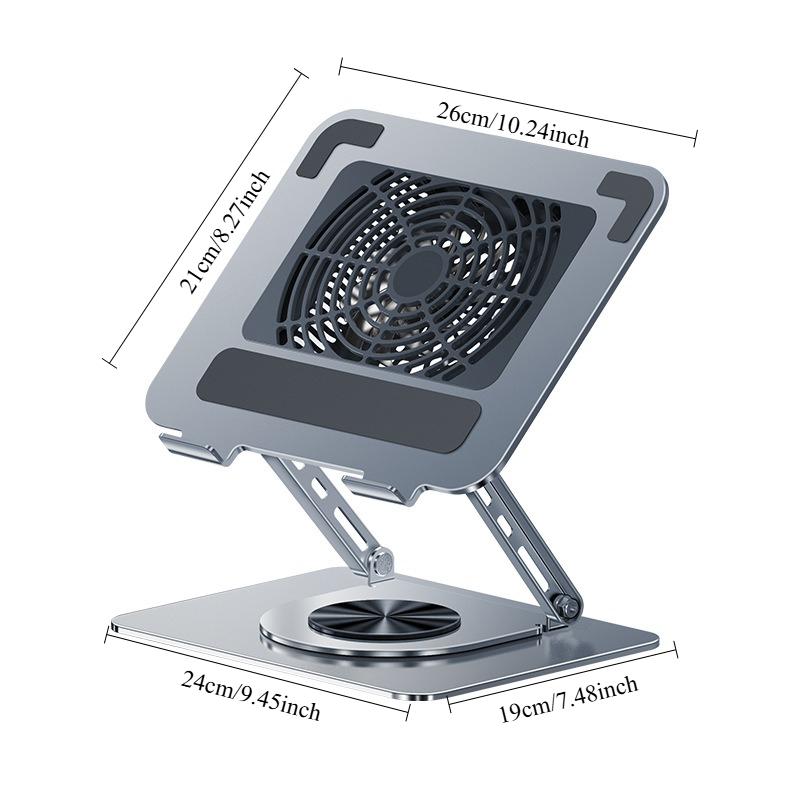 

Adjustable Rotating Laptop Cooling Stand with Powerful Fan Elevated Ergonomic Design for Notebook Tablet Computer Desk