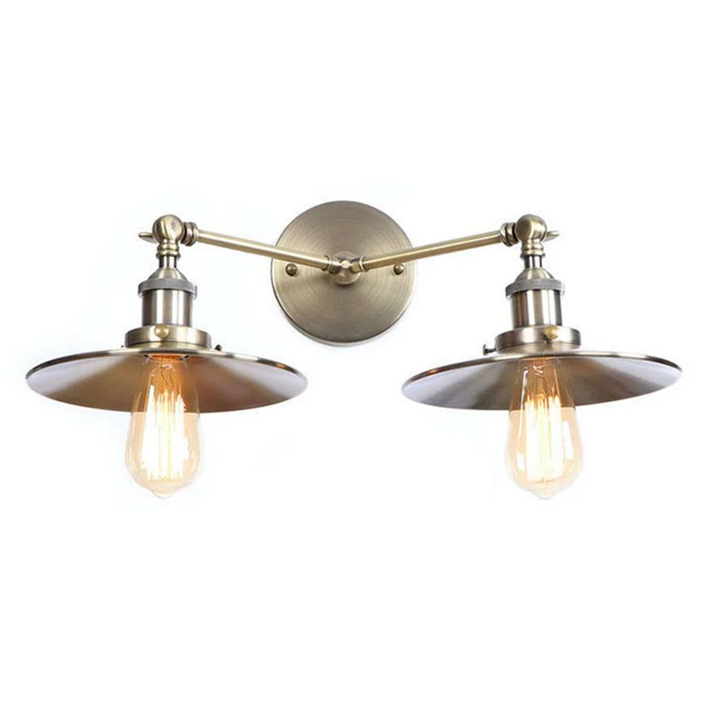 Vintage 2-Lights Wall Light Industrial Black Red Bronze Wall Sconce E27 Metal Shade Vanity Lamp Bathroom Mirror Lighting