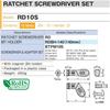 TONE Ratchet Driver Set RD10S Bit Insertion &6.35mm (1/4") Black Contents 12 items