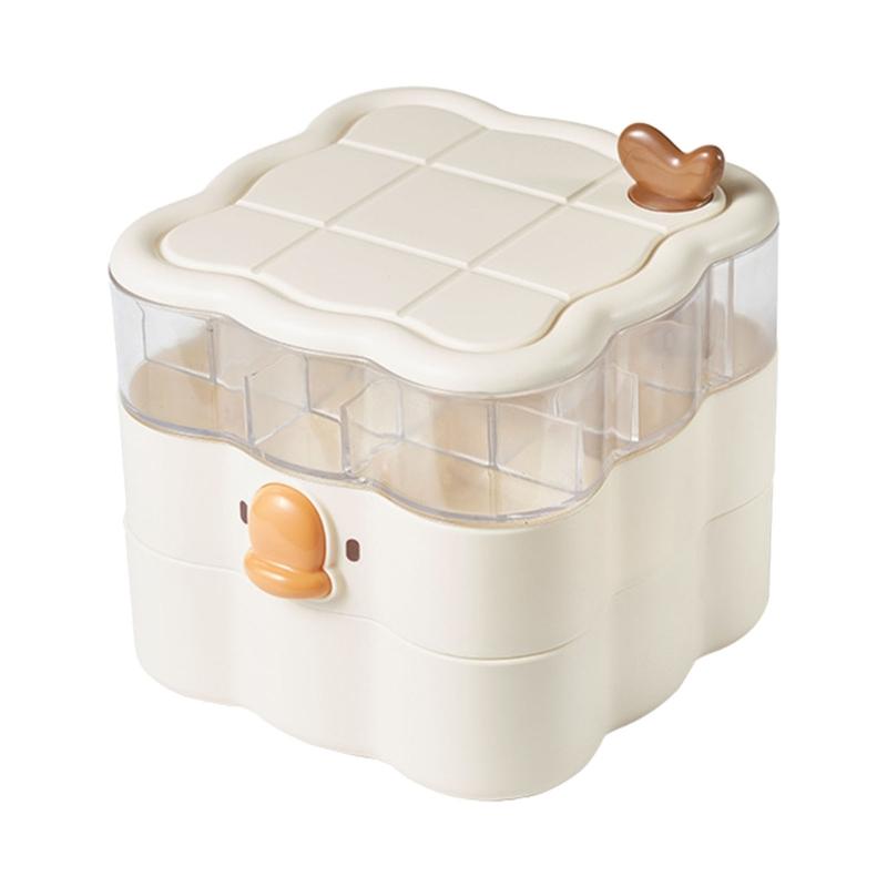 

Beige Cartoon Multi Tiers Rotating Jewelry Case with Lid Accessories Organiser Cosmetics Storage Container for Women 1 бежевый