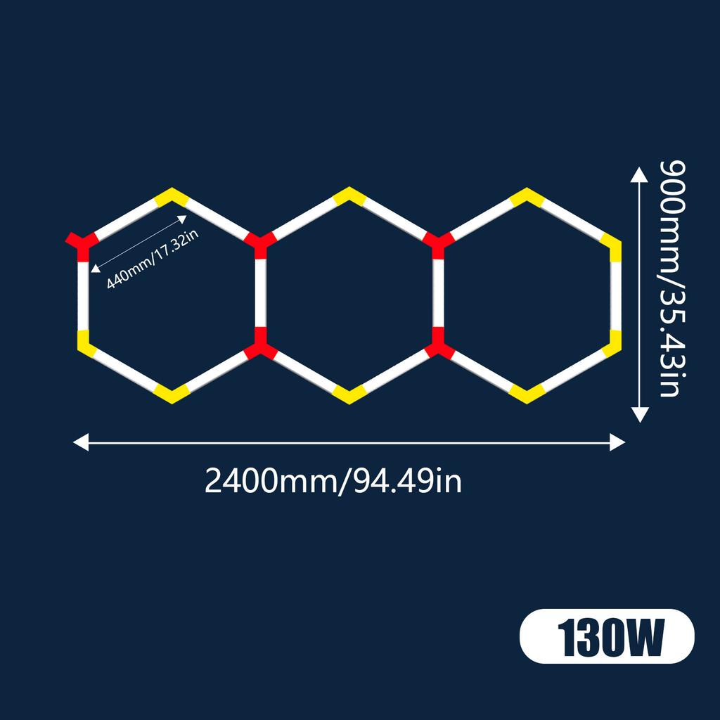 440mm Garage Light Hexagon Lights Lamp 85-265V Led Tube Honeycomb Ceiling Lighting For Auto Car Body Repair Led Worksho
