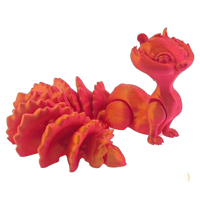 1Pcs 19Cm 3D Printed Long Tailed Squirrel Joint Movable Toy Ornament Creative Figurine Car Desktop Decorations Crafts Ornament