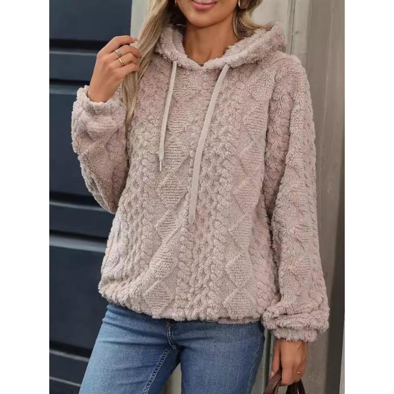 Women's Fashion Casual Solid Color Print Long Sleeve Hooded Hoodies & Sweatshirts