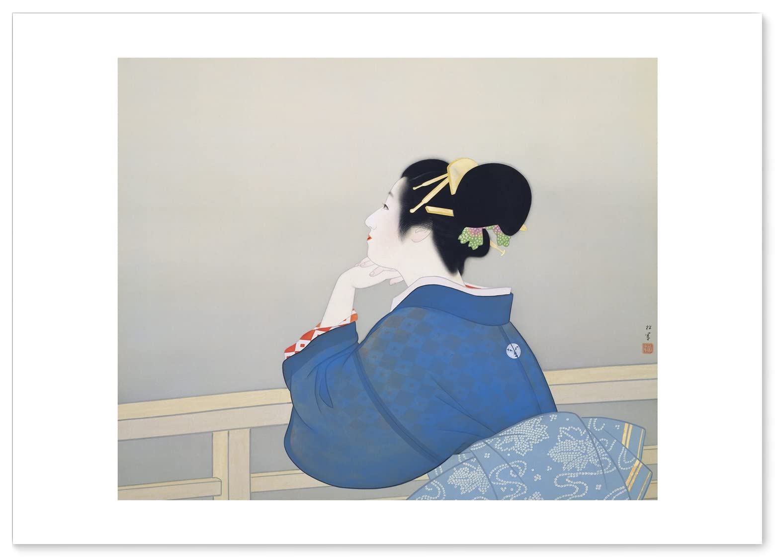 

Poster by Uemura Shoen, Waiting for the Moon (Japanese Painting), A3 Size [Made in Japan] [Interior Wallpaper] Painting Art Wallpaper Poster