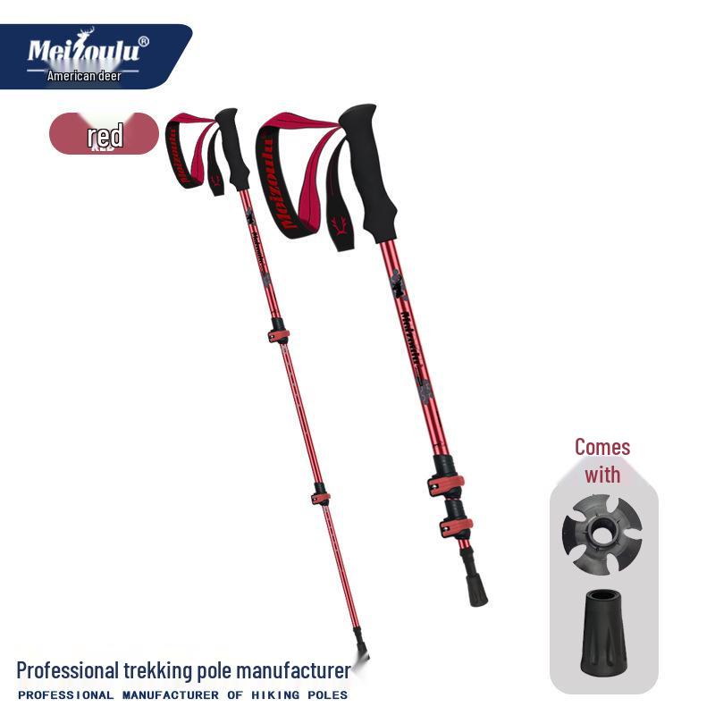 3-Section Telescopic Aluminum Trekking Poles: Multifunctional Hiking and Climbing Cane.