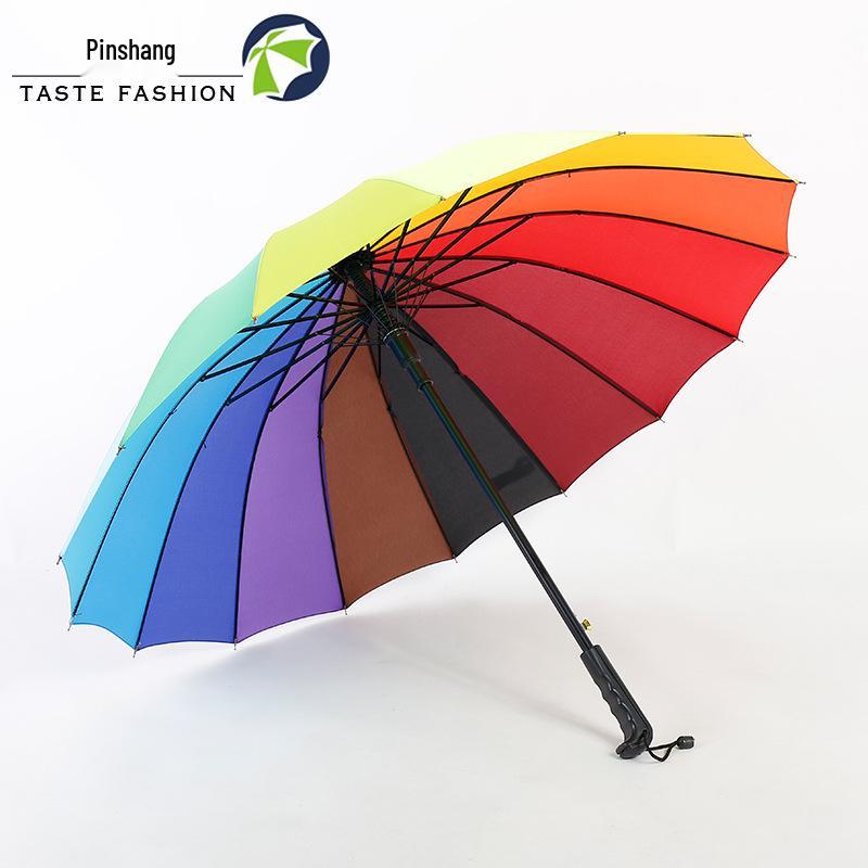 

Автоматический радужный зонт с 16 спицами, длинной ручкой и логотипом на заказ