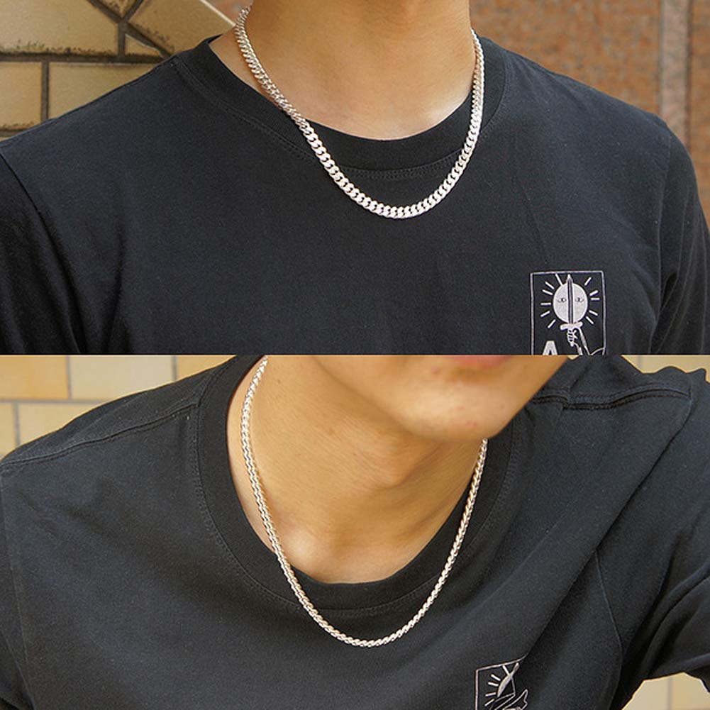 Shinjuku Gin No Kura Curb 50cm Approximately Sterling Silver 925 Necklace Chain for Simple and Thick Chain, Long, 6.1mm Wide, Men,