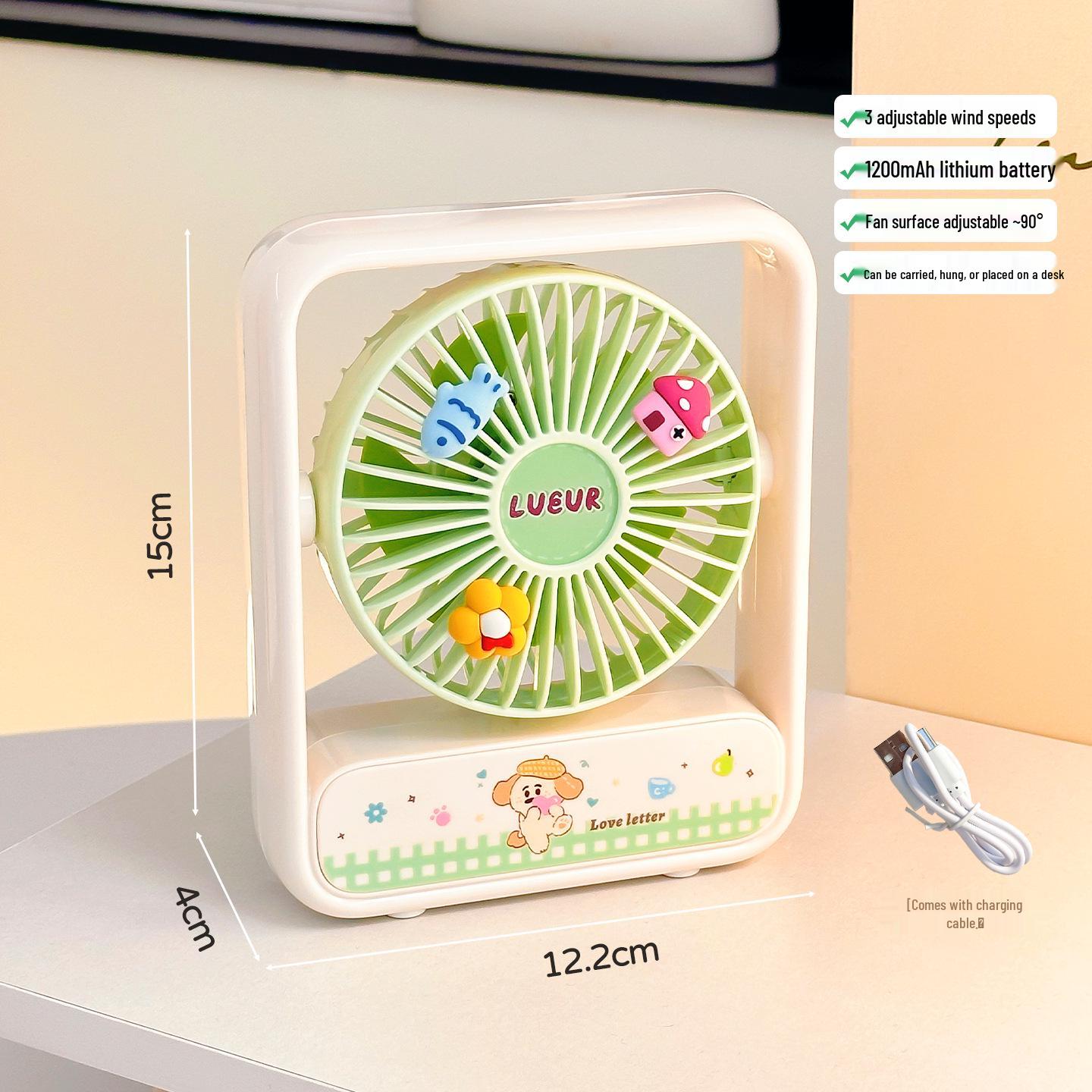 Dopamine Summer Silent Desktop Fan - 1200mAh Battery, Powerful Wind See Image for Details