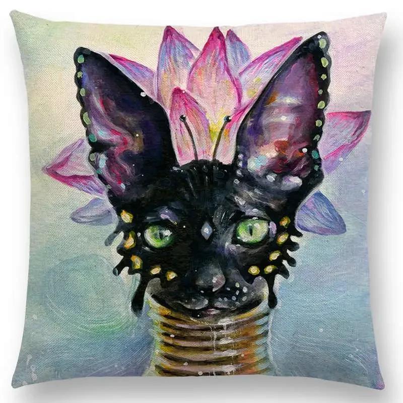 Gorgeous Oil Painting Cushion Cover Miracle Girl Wonder Beauty   Beautiful Queen Narwhal Cat Swan Sofa Pillow Case