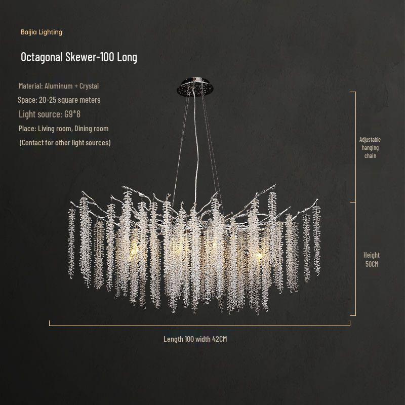 Elegant Crystal Branch Chandelier for Living Room or French Restaurant