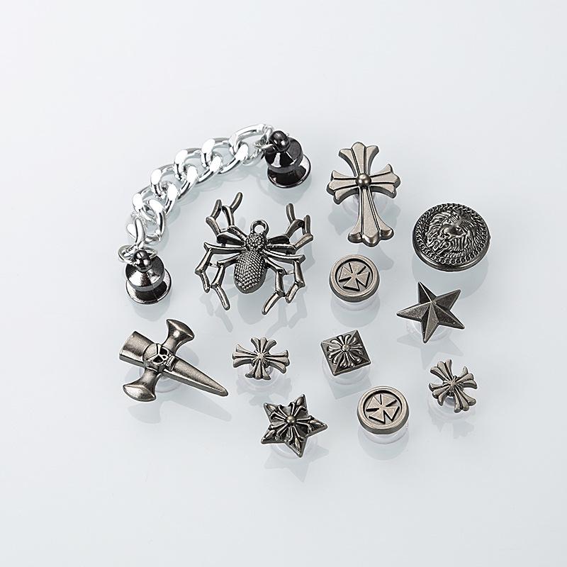 Retro Punk Metal Flower & Spider Chain Shoe Accessories
