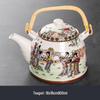 Ceramic Blue and White Teapot with Handle, Large Capacity Retro Herbal Tea Pot, Single Filter, Suitable for Household and Restaurant Use.