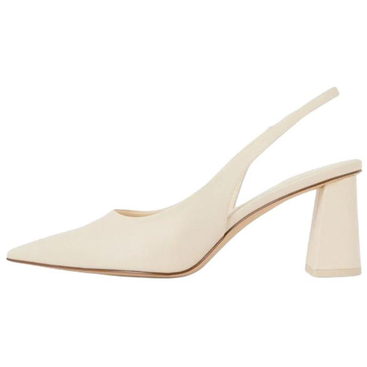 Charles & Keith Fashion Open-Back Chunky Heel High Heels 6.6cm Women high heels Beige CK1-60361462_CHALK