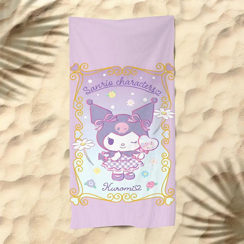 Cute Cartoon Kitten Printed Microfiber Beach Towel Quick Dry Soft Bath Towel For Kids Seaside Swimming
