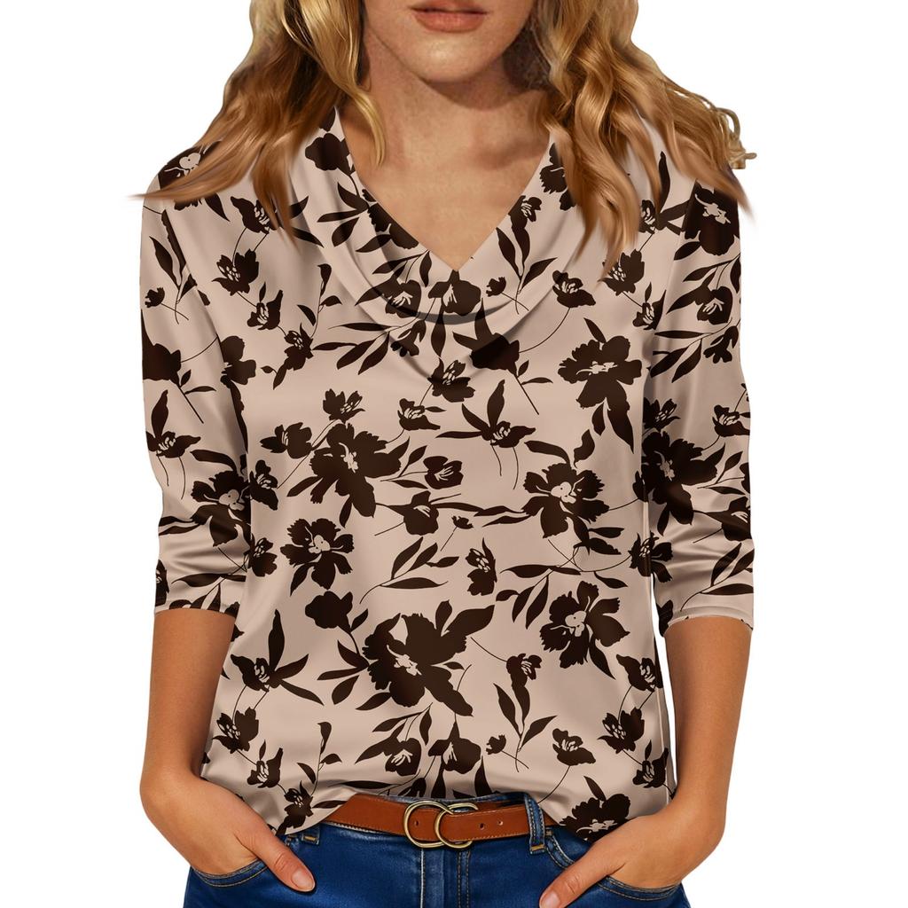 Kadınlar İçin Şık 3/4 Uzun Kollu Gömlekler İş Günlük Kıyafet Üstleri