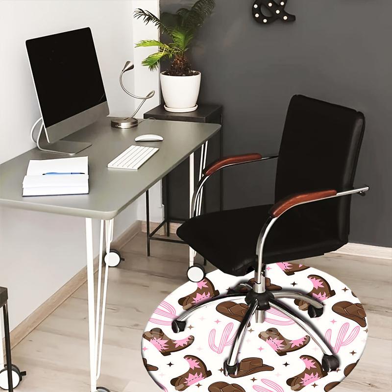 

1pc Cow Boots and Cacti Pattern Round carpet, Perfect for Decorating Chairs, Living Rooms, Or Bedrooms, for Living Room.114 80cm by 80cm