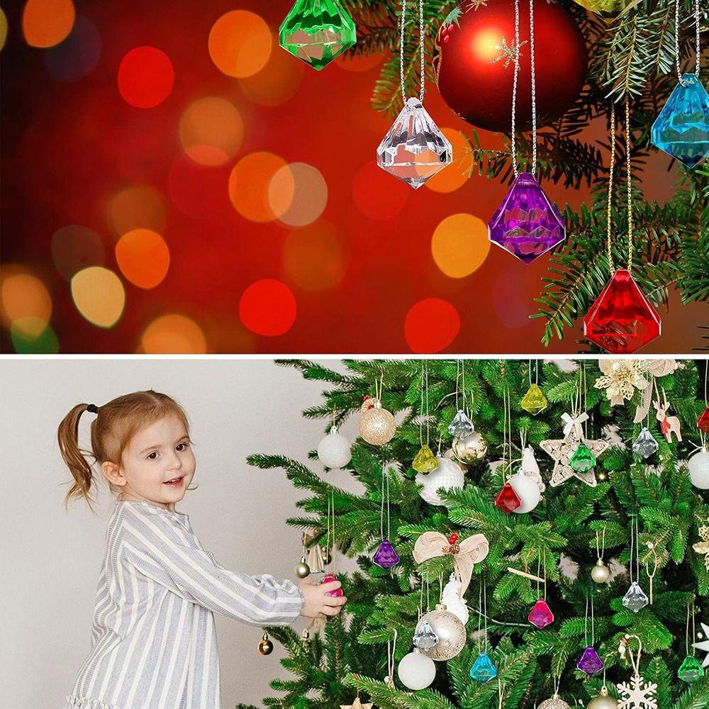 60pcs Multicolor Hanging Pendant Transparent Hanging Decorations  Holiday Decorating
