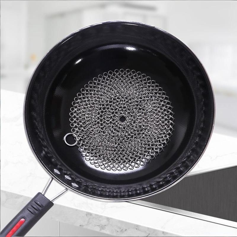Stainless Steel Chainmail Scrubber 1Pcs Rust Proof Scratch Free Ideal Gift for Cooking Lovers Kitchen Cookware Cleaning