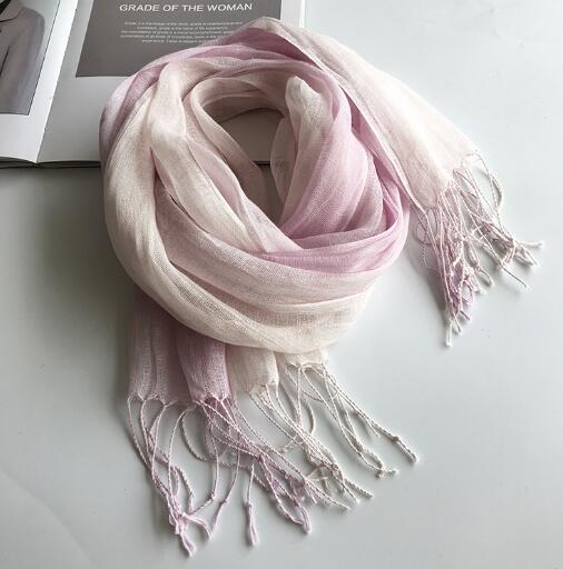 100% Linen Gradient Woman Spring Scarf Echarpe Muslim Hijab Foulard Shawls Tie Dye Scarves Women/Men Sjaal Scarfs for Ladies