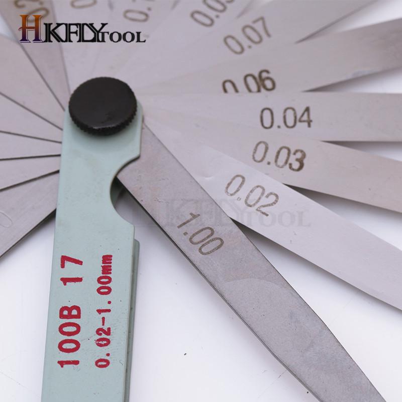 100mm Length Metric Feeler Gauge 17 Blade Gap Filler 0.02-1.00mm Thickness Measurement Layout Tool
