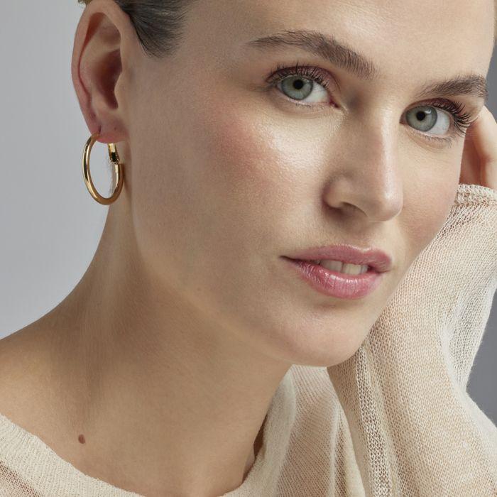 Boucles d'oreilles - LUXENTER - Sadro - Or jaune 18k - Diam. 30 mm - Zirconium