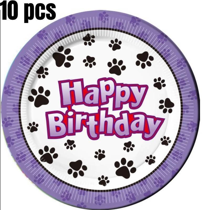 Puppy Dog Paws Party Supplies Tableware Plates Cups Tablecloth Banner Birthday