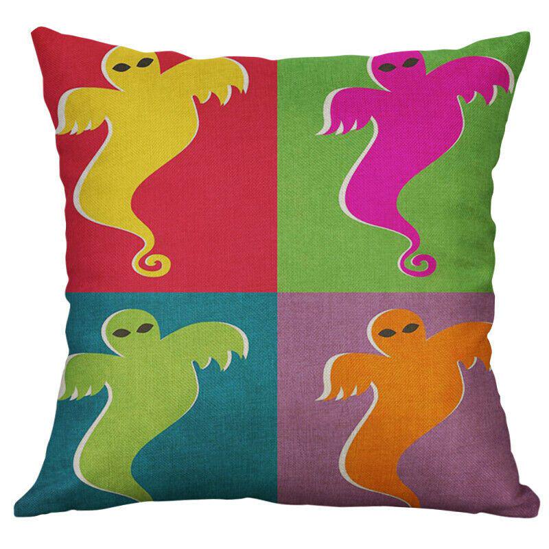 Vibrant Halloween Animal Print Cushion Cover Cotton Linen Pillow Case For Festive Home Decor