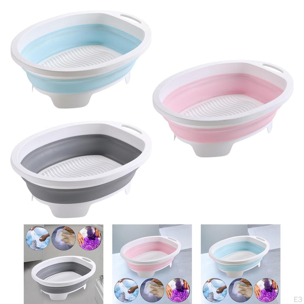 Washboard Basin Fold Washtub Space Saving for Bathroom Home Household Laundry Room