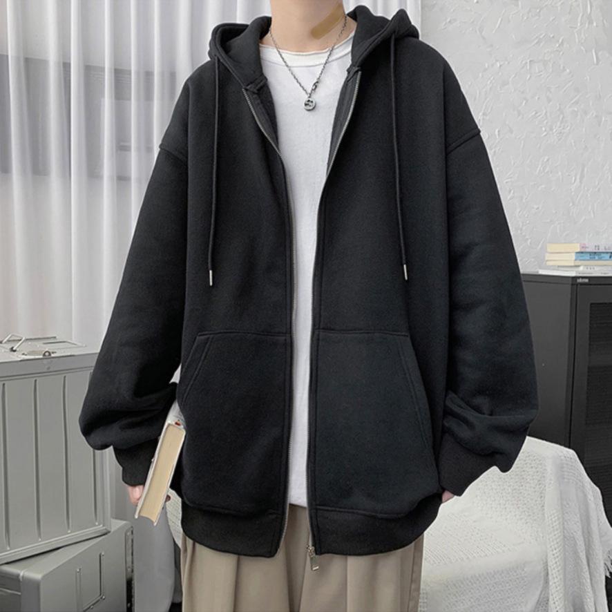 

Мужская толстовка с капюшоном на молнии большого размера с флисовой подкладкой для осени и зимы 5XL (92.5-100 kg)