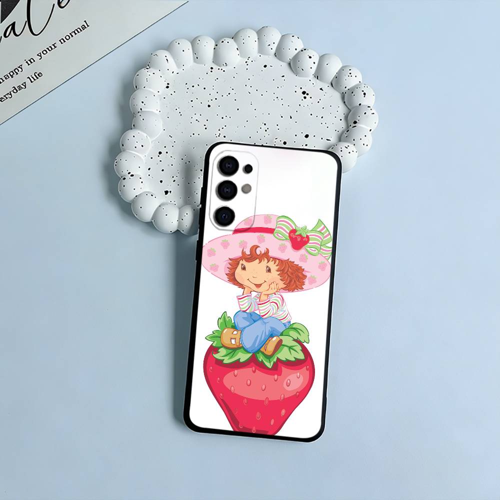 Pink S-Strawberry -S-Shortcake Phone Case For Samsung S25,S24,S21,S22,S23,S30,Ultra,S20,Plus,Fe,Lite,Black Soft Silicone