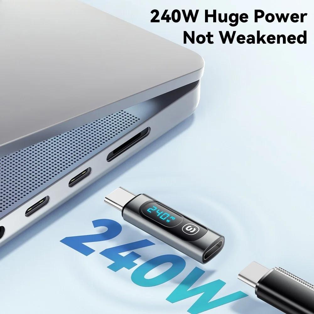 240W USB C Fast Charger Adapter Type C PD QC4.0 Charging Block with Digital Display for MacBook Pro/Air Samsung Galaxy Laptop