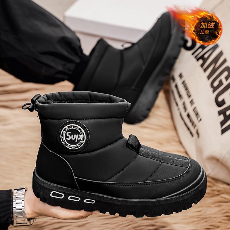 Snow boots winter piled thickened warm cotton shoes outdoor cold-proof thick-soled black high-top cotton boots