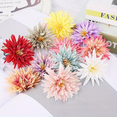 12pcs, Colorful Simulated Chrysanthemum With Flower Core And Chrysanthemum Head DIY Home Decoration DIY Material, Decorative