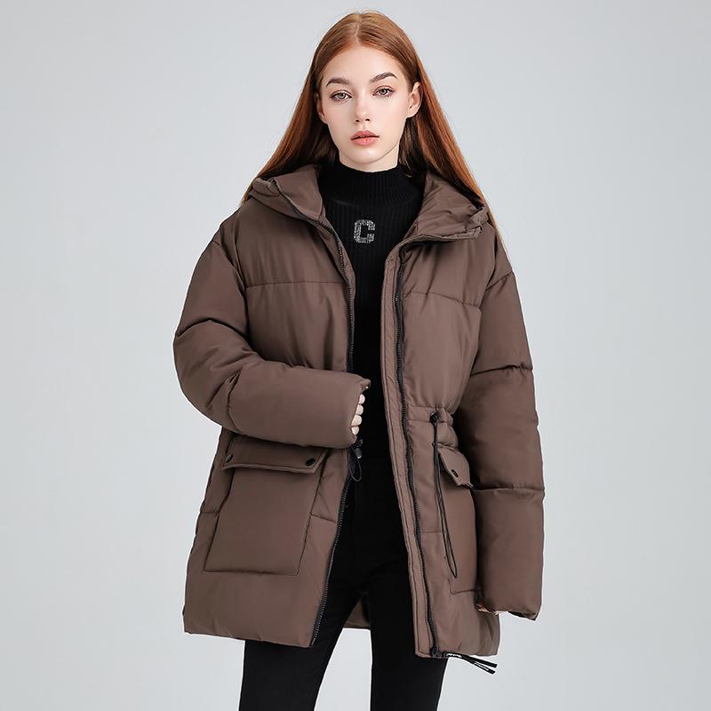 Hooded Down Cotton-padded Clothes for Women's Medium and Long Models, New Winter Thickened Warm Cotton-padded Clothes