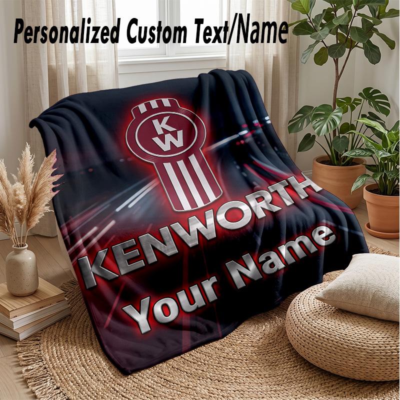 Kenworth Custom Flannel Throw Blanket Print Your Name Text Soft Warm Blanket Holiday Present