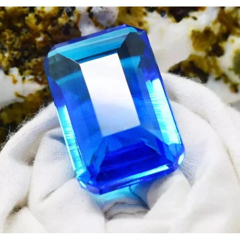 Beautiful Topaz Sky Blue Brazilian Natural Emerald Cut 148-150 Ct Gemstone