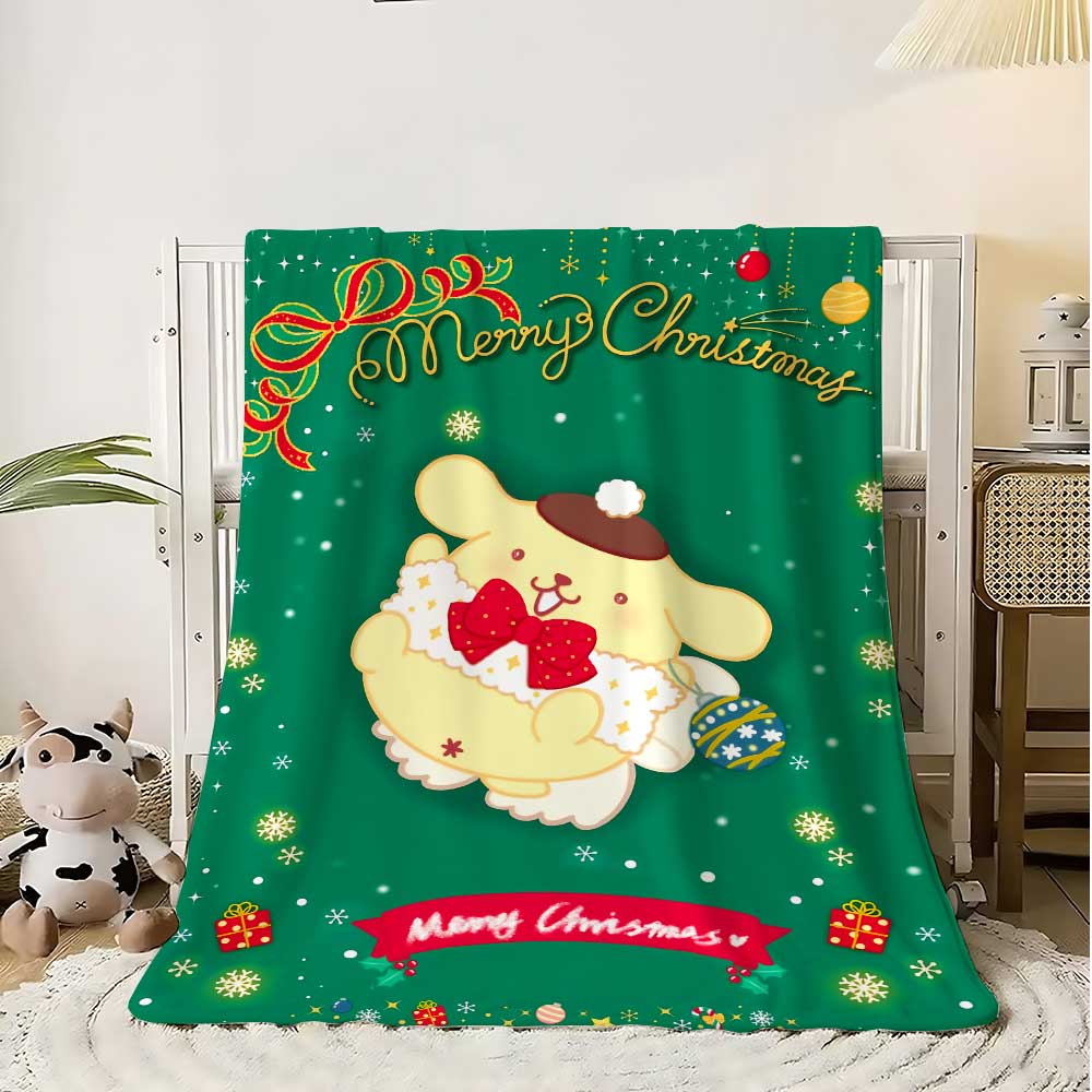 Christmas PomPomPurins Shaggy Throw Blanket for Sofa Warm Winter Blankets Home Bedroom Decoration Bedspread on the Bed Knee Nap