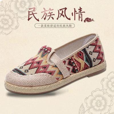 New Spring Beijing Cloth Shoes National Wind Single Shoes All Match Non-slip Fashion Soft Sole Breathable Flat Canvas Shoes